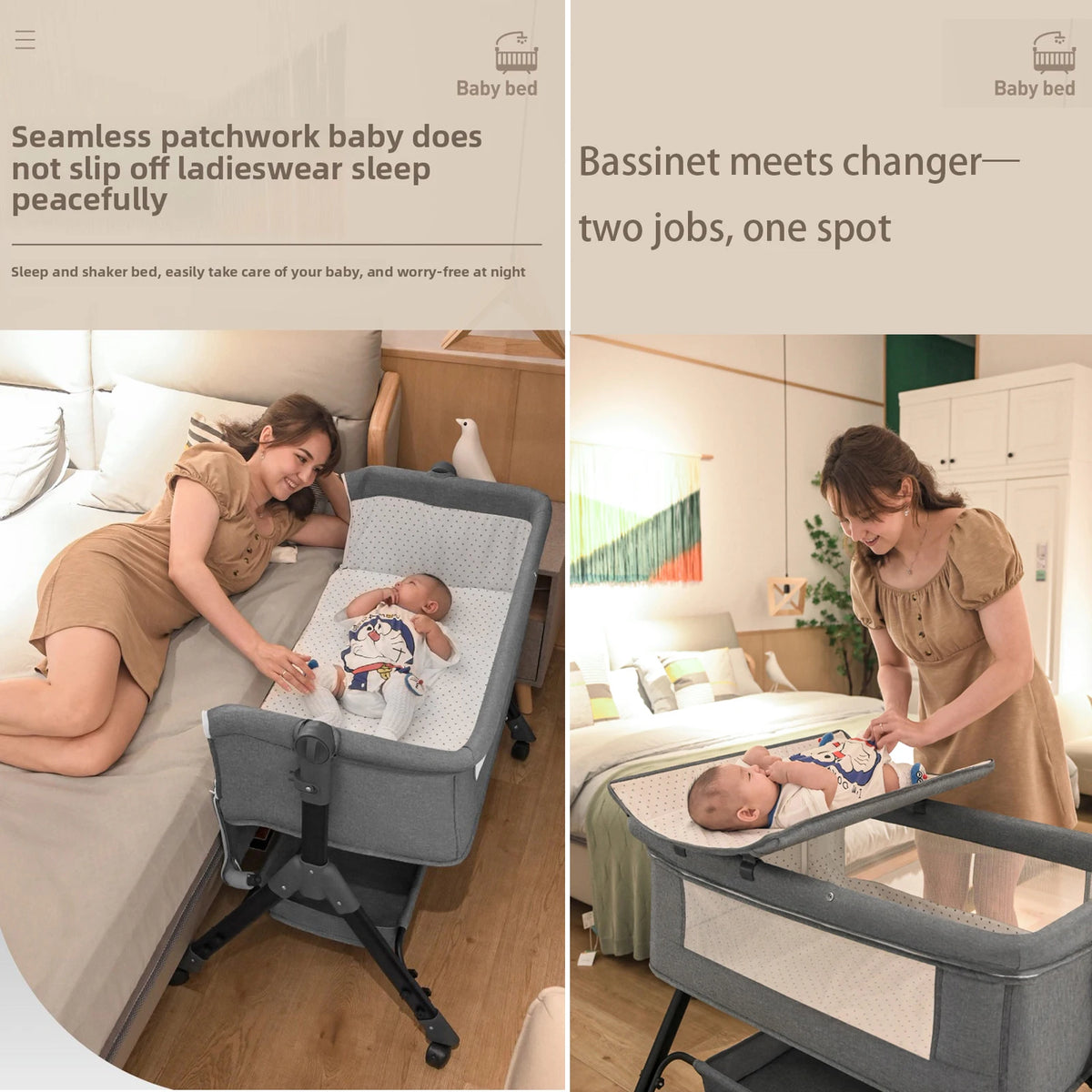 Culla Multifunzione Convertibile per Neonati e Bambini, Lettino Portatile per Neonati, Culla Co-Sleeping, Letto Grande Componibile Accanto a Mamma, Culla Anti-Soffocamento, Protezione Spinale a 5 Inclinazioni, Culla per Neona