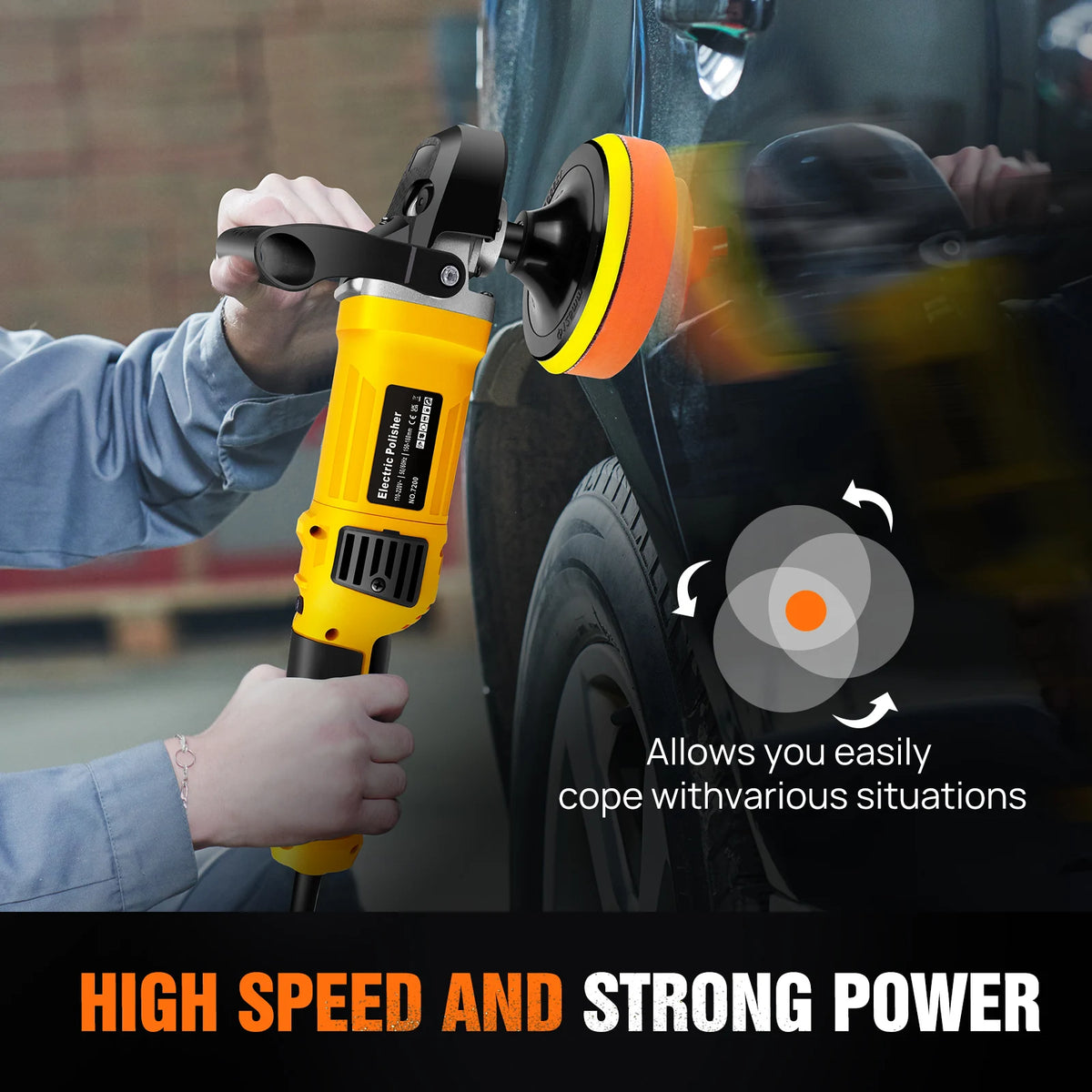 Lucidatrice e Levigatrice per Auto da 1400W, Macchina Lucidatrice Elettrica per Auto con 6 Velocità Variabili 800-3500RPM, Lucidatrice e Ceratrice da 150-180mm, 30 Accessori per Levigatura/Lucidatura/Ceratura/Sigillatura Aut