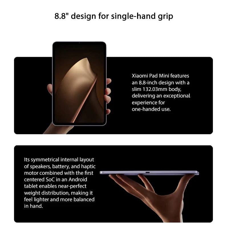 Versione Globale Xiaomi Pad Mini Tablet con Processore MediaTek Dimensity 9400+, Display 3K da 8.8" a 165Hz, Batteria Grande da 7500mAh