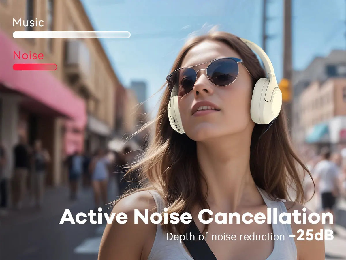 FIFINE Cuffie wireless Bluetooth per telefono/al pad, cuffie over-ear con cancellazione attiva del rumore per musica/gioco, portatili, 65H-X3