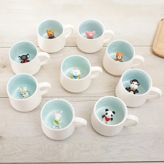 Tazze in ceramica da 400 ml Creativo simpatico cartone animato Stereo Animale Tazze da caffè al latte Coppia tazze di acqua potabile per la casa
