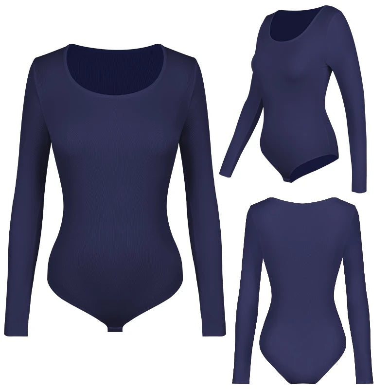 Body a maniche lunghe per donna Girocollo Shapewear Shaper Lady Sexy Going Out Top Tuta Abiti caldi femminili Autunno Inverno