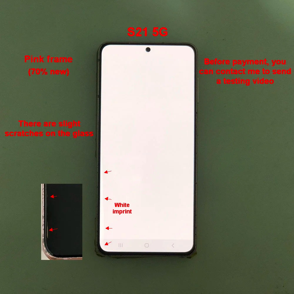 Display LCD Super AMOLED per Samsung S21 5G G990F G991F G991U G991B/DS, Schermo Touch Digitizer 6.2'' con Difetti, Ricambio Schermo