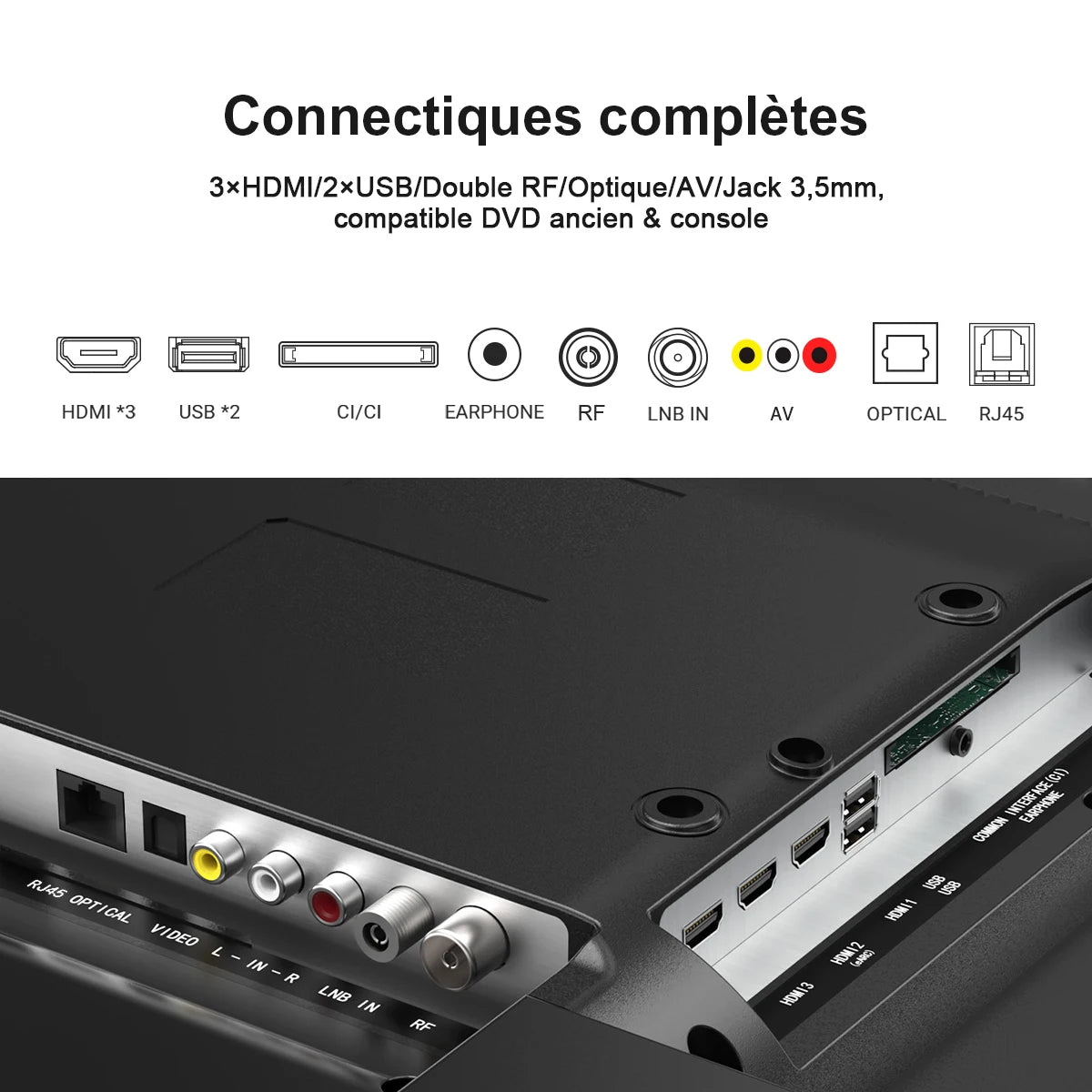 HKC 42Q1L Smart TV FHD da 42 Pollici VIDAA con Pannello Sharp, DVB T2 S2 C Completo, HDR10, Audio Dolby e Porte HDMI, AV, Jack per Cuffie
