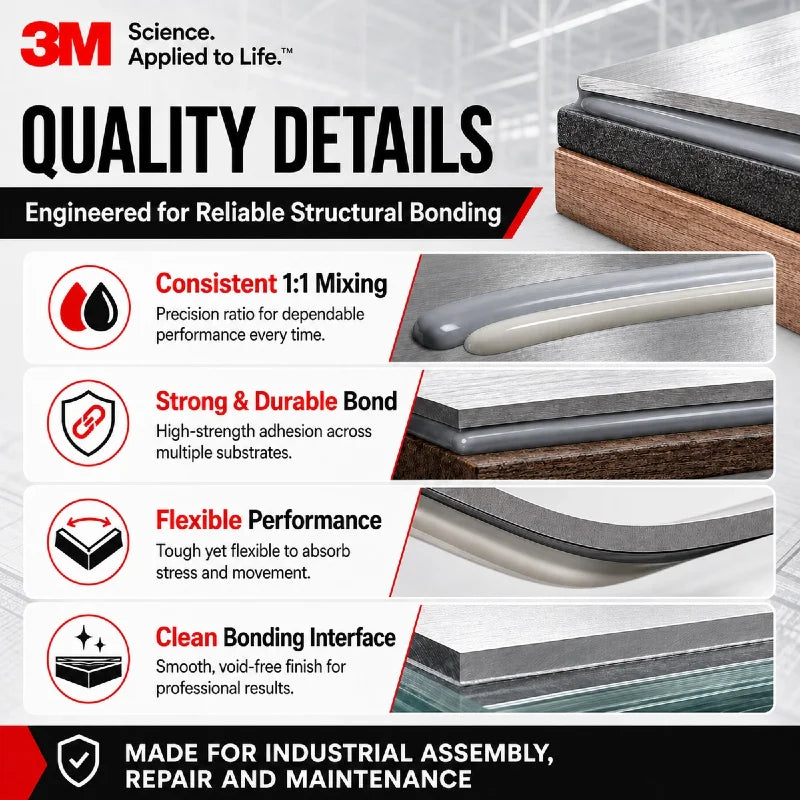 Adesivo Epossidico Originale 3M DP190 Scotch-Weld 50ML Grigio Traslucido 1:1 Colla Strutturale Bicomponente per Metallo e Plastica