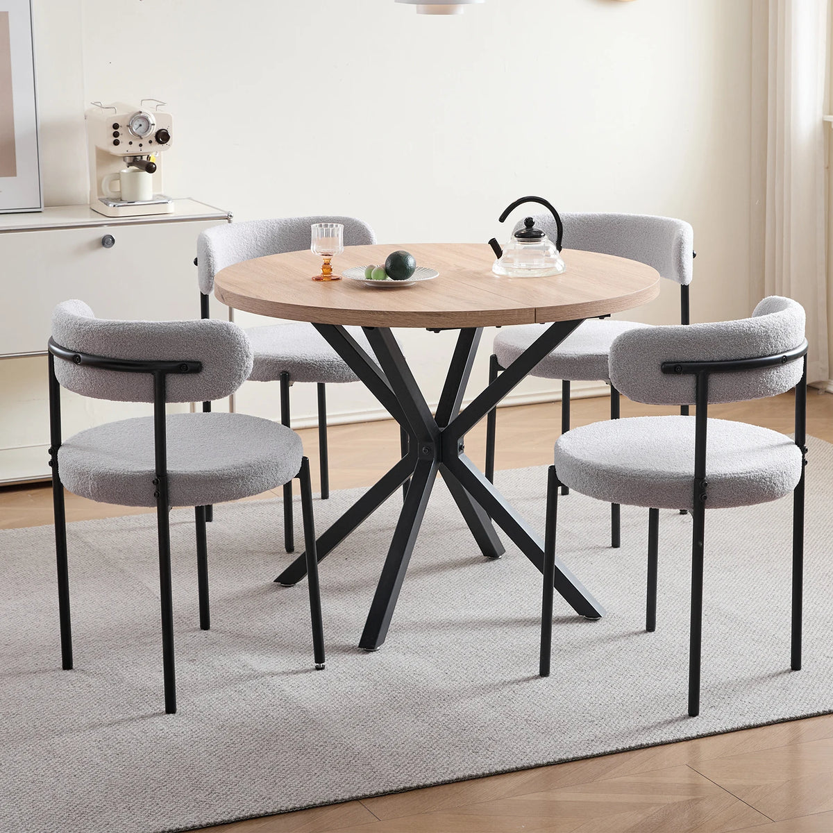 EGOONM Set di 2/4/6 Sedie da Pranzo in Stile Nordico, Sedie Imbottite in Velluto Teddy per Cucina e Sala da Pranzo
