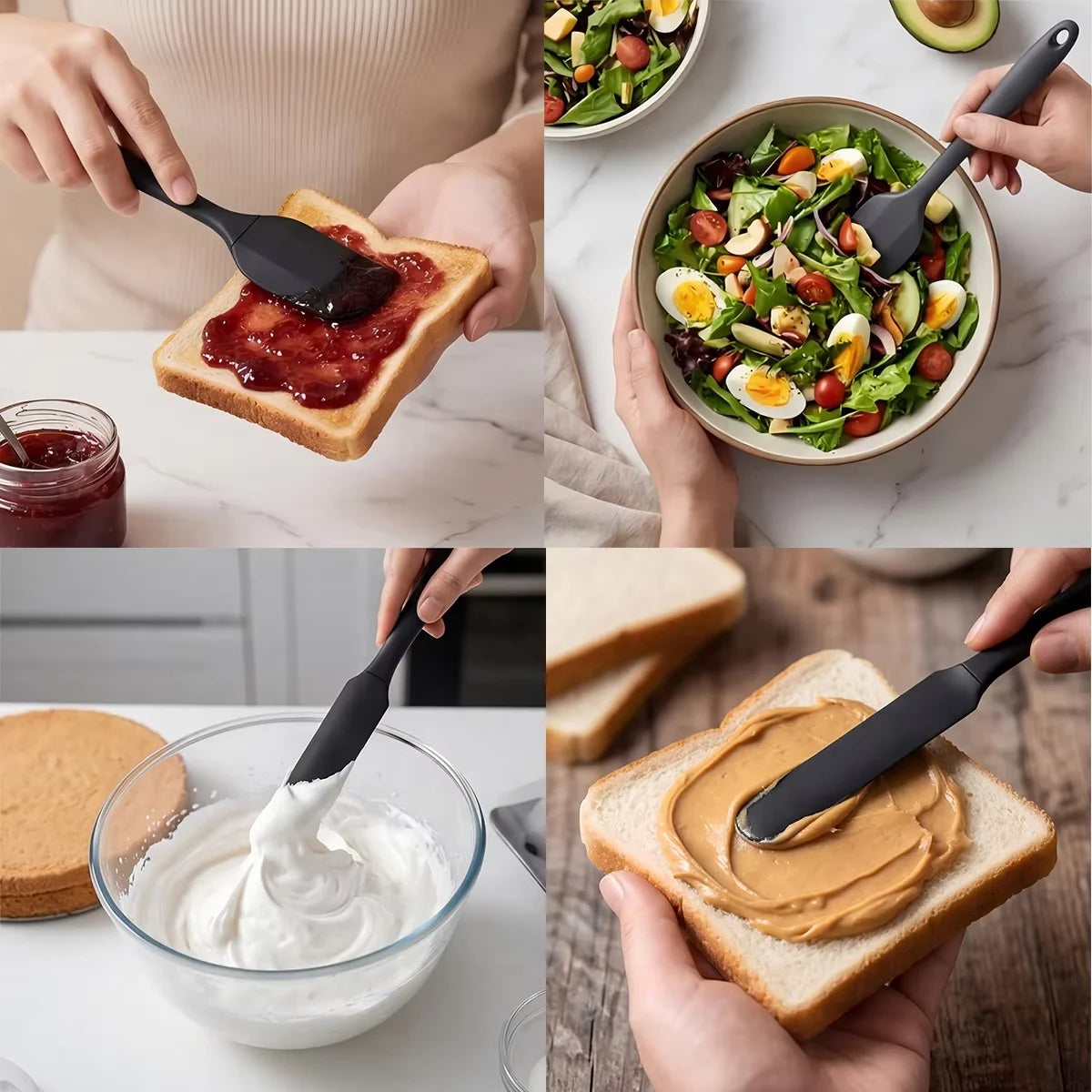 Set di utensili da cucina in silicone da 6 pezzi, spatola per crema, spatola, pennello per olio, set di raschietti di varie misure, strumento per la cottura, non integrato