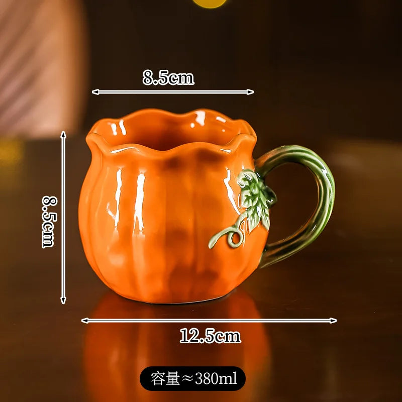 Tazza a Forma di Zucca Carina, Tazze Realistiche a Forma di Zucca, Stoviglie in Porcellana, Utensili per Bere, Tazze da Caffè, Tazze per il Tè Pomeridiano