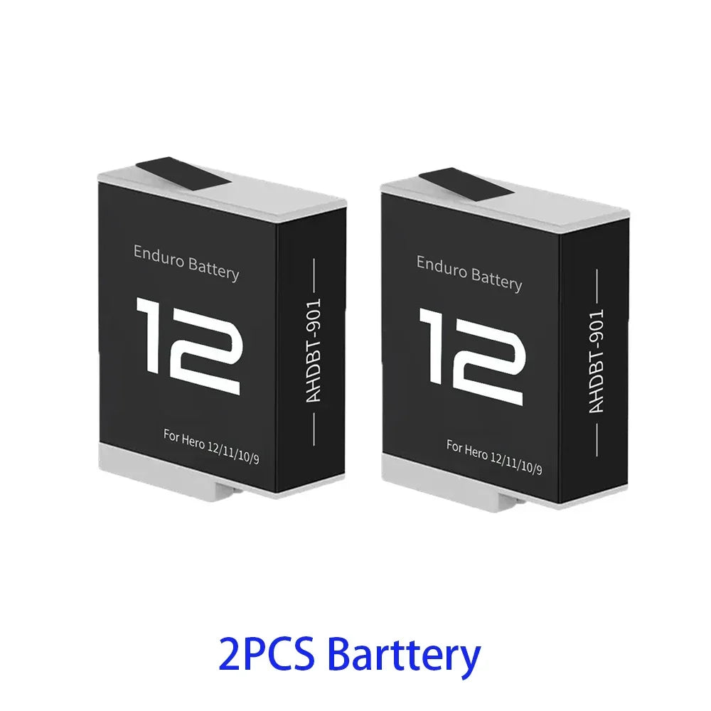 Batteria per GoPro Hero 12 11 10 9 Motion Camera, batteria ricaricabile da 1800mAh, caricatore a 3 slot con luce LED, custodia per GoPro
