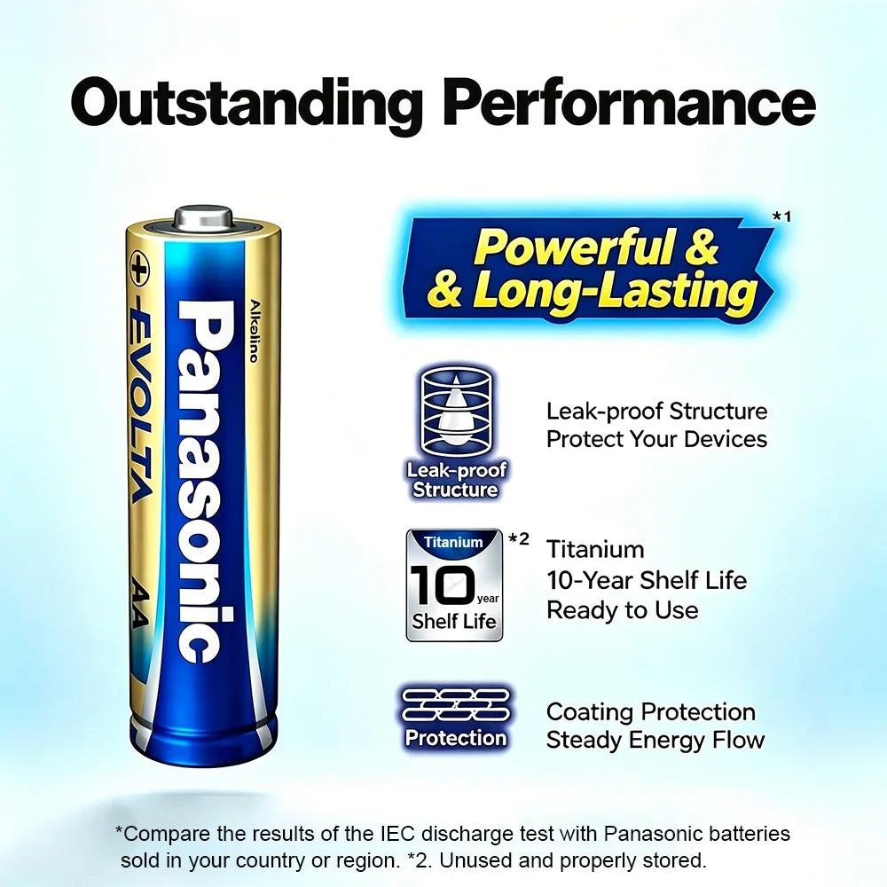 Batterie alcaline Panasonic 1,5 V AA AAA per serrature intelligenti, LR6 LR03, da 4 a 40 pezzi, durata 10 anni, antigoccia, alta durata