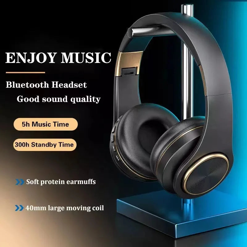 EOENKK T8 Cuffie wireless Bluetooth 5.3 con audio surround stereo, pieghevoli, per sport, a bassa latenza, per gaming, con riduzione del rumore