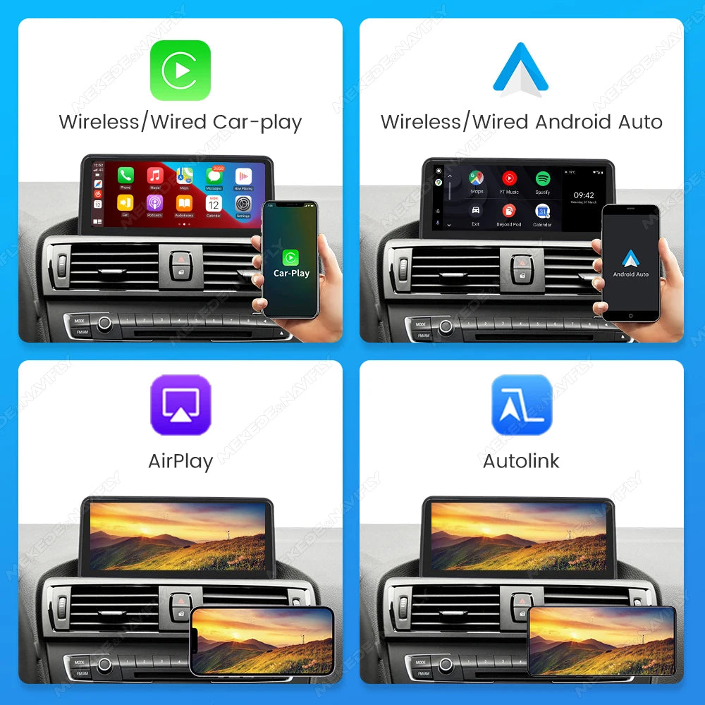 MEKEDE Sistema di Navigazione GPS Multimediale Wireless CarPlay Android Auto da 8,8 Pollici per BMW Serie 3/5 E60 E61 E63 E64 E90 E91 E92 E93 Schermo QLED Lettore Video 4K Autoradio