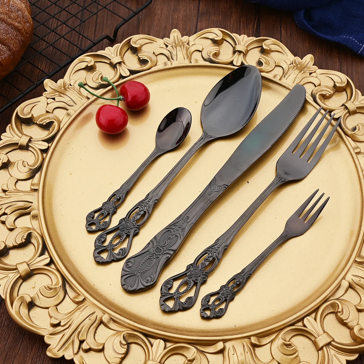 Set di posate da 20 pezzi in acciaio inossidabile color oro rosa, coltello, forchetta, cucchiaio, posate da tavola, stoviglie da cucina