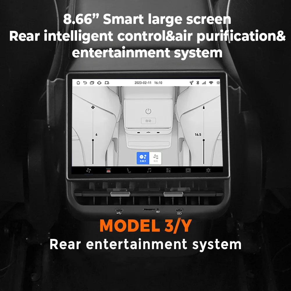 Mekede Sistema Multimediale di Intrattenimento Android da 8,66 Pollici 4GB 64GB con Controllo Touch per Tesla Model 3/Y, Regolazione Sedile, Controllo Climatizzatore, Supporto YouTube Netflix 4G LTE WiFi, Lettore Video Multim