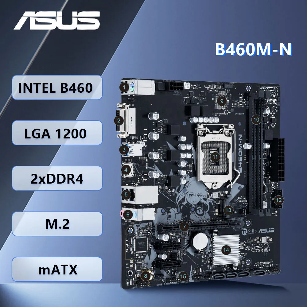 Scheda madre ASUS B460M-N Intel B460 LGA 1200 DDR4 M.2 supporta processori Core i3-10100 10400 10700 10900 G6505