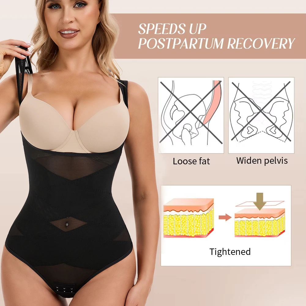 Mesh Shapewear Body per le donne Tummy Control vita Trainer Butt Lifter mutandine dimagrante Body Shaper Open Bust Underwear 2024