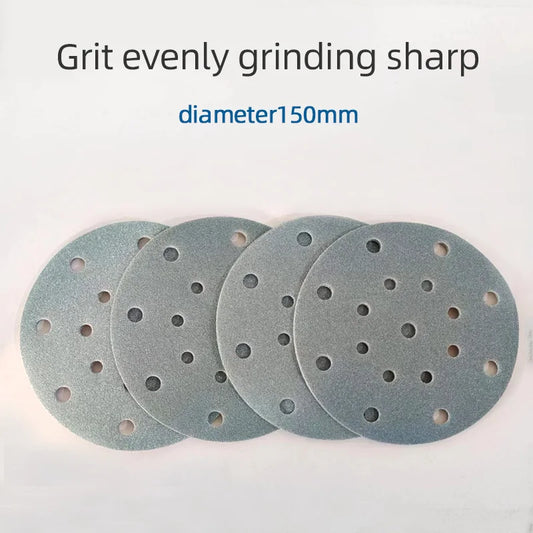 Dischi abrasivi con gancio e anello da 6 pollici 150 mm 17 fori Carta vetrata bagnata/secca all'ossido di alluminio Grana 80-400 per levigatura di vernici auto in legno per auto