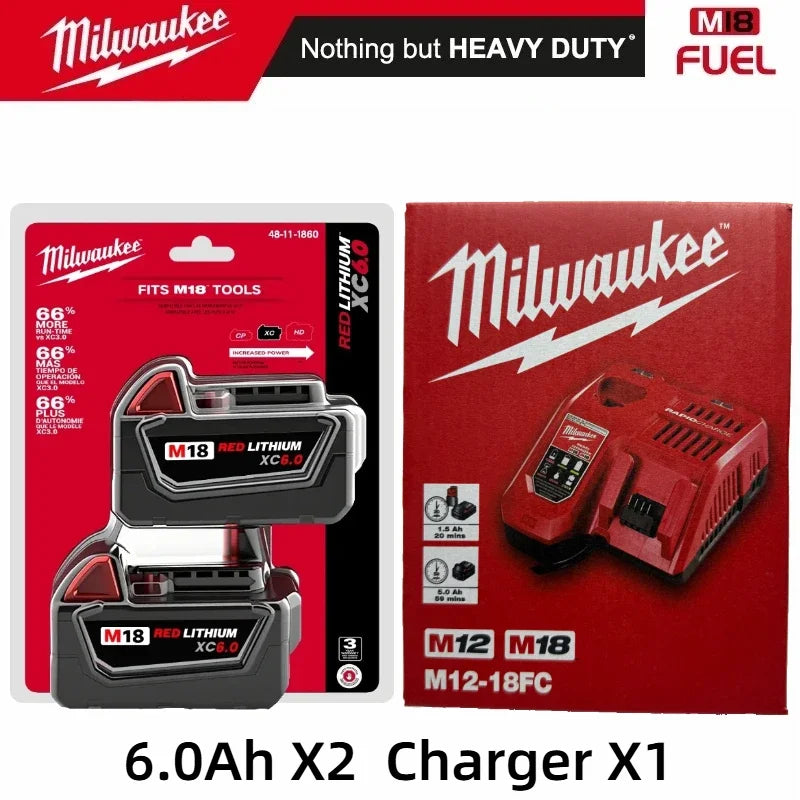 Batteria agli ioni di litio Milwaukee M18 18V 6.0Ah 12.0Ah ad alta potenza, 100% originale, per utensili elettrici a batteria 48-11-1850 48-11-1815