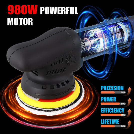 Podofo, set da 24 pezzi, lucidatrice a disco orbitale con 6 velocità variabili, 980 W, 220 V, 550-3300 giri/min, ideale per la lucidatura, la ceratura e la pulizia di autoveicoli.
