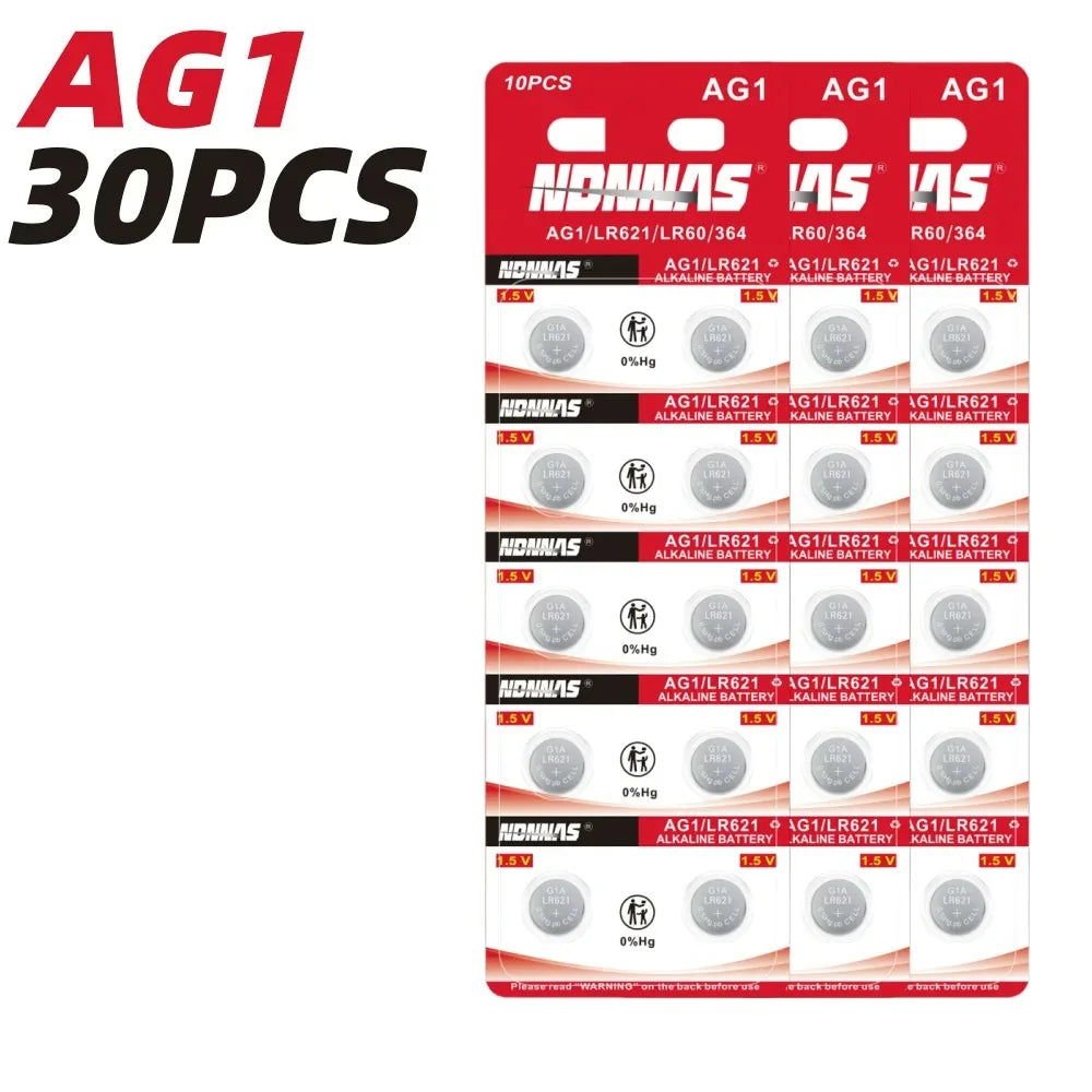 10-100PCS AG1 SR621SW batteria per orologio batterie a bottone da 1.55V ad alta capacità a lunga durata e a prova di perdite per orologio