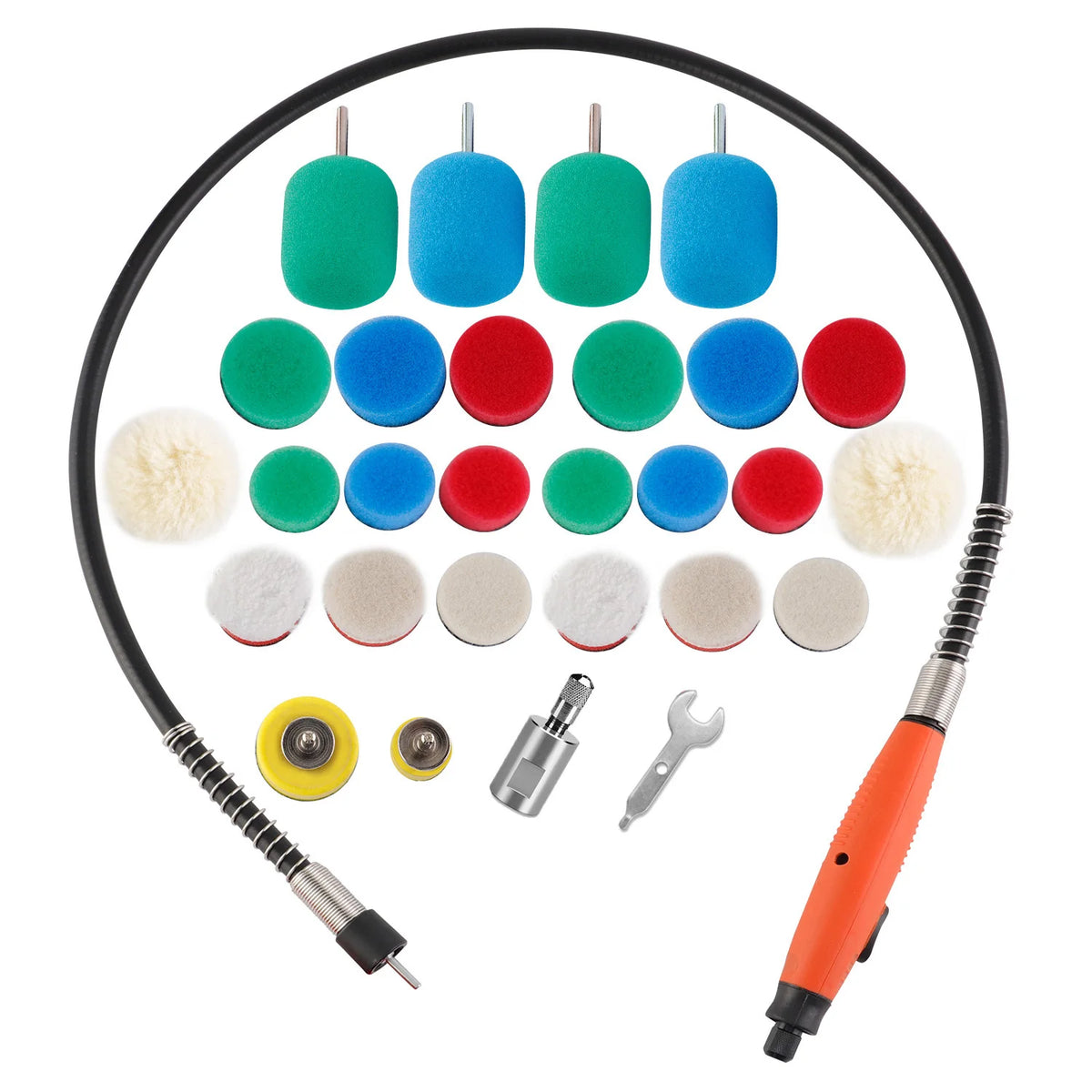 SPTA Kit 30 Pezzi Mini Spugne Lucidanti in Schiuma per Dettagli, Strumenti di Estensione per Lucidatrice Rotativa, Trapano, Lucidatura, Ceratura, Accessori Auto