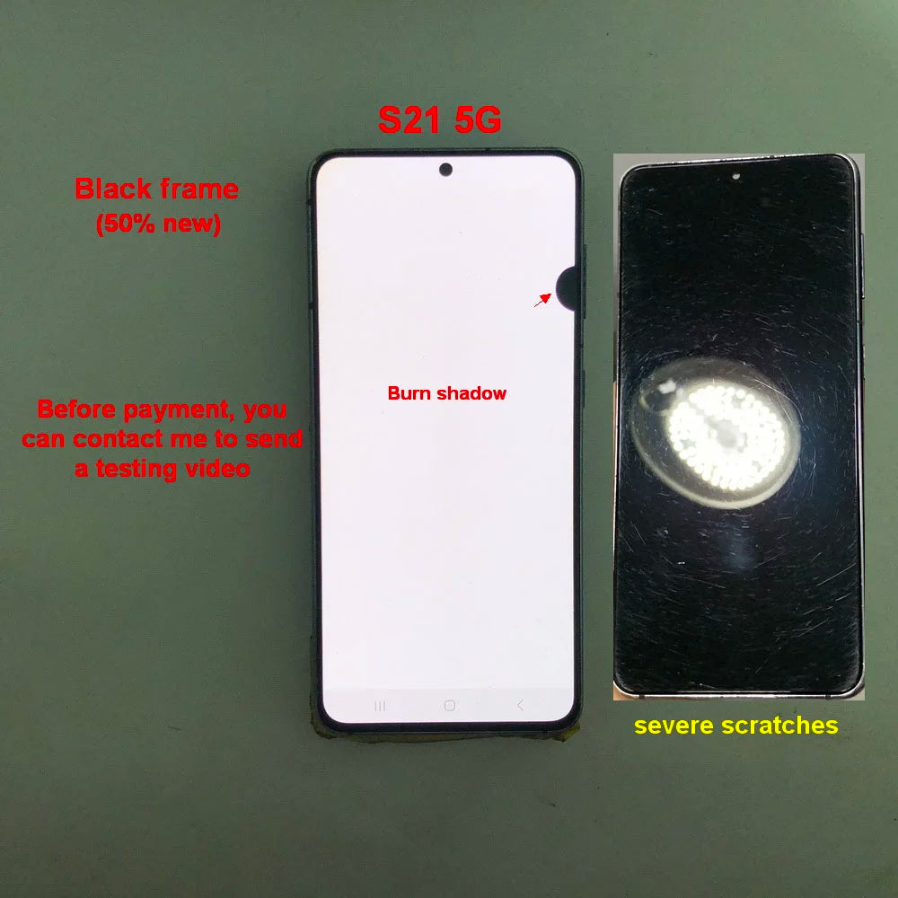 Display LCD Super AMOLED per Samsung S21 5G G990F G991F G991U G991B/DS, Schermo Touch Digitizer 6.2'' con Difetti, Ricambio Schermo