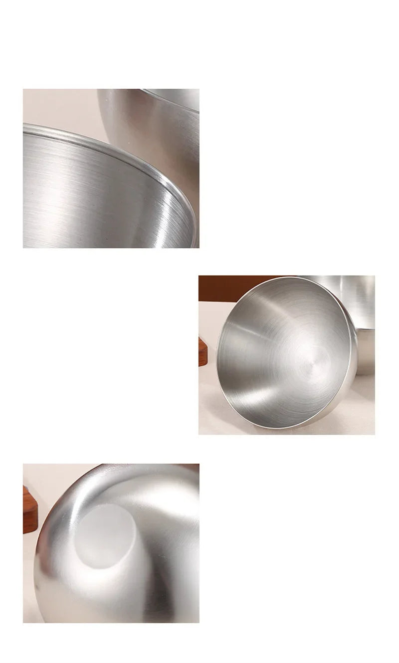 Ciotole per insalata di frutta in acciaio inossidabile spesso 15 cm/20 cm/25 cm Zuppa di riso Noodle Ramen Ciotola Ciotole per miscelazione Contenitore per alimenti Stoviglie da cucina