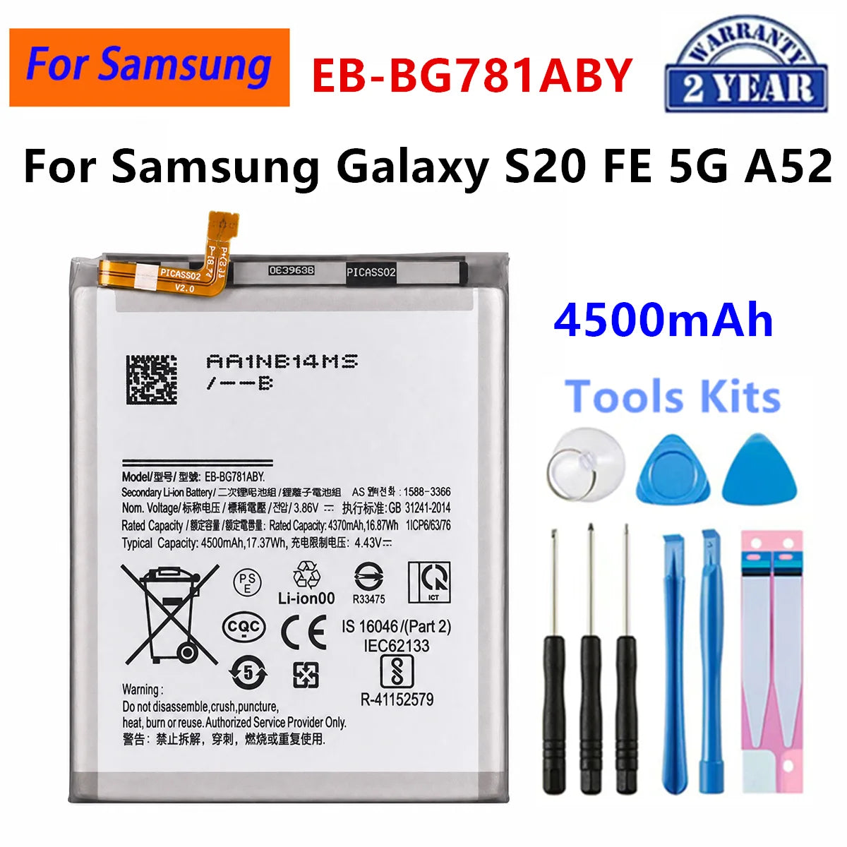 Batteria nuovissima per Samsung Galaxy S21/S21 Ultra/S21Plus/S20 FE/A41/A51 5G/A70/Note 20/ Nota 20 Ultra/A02S