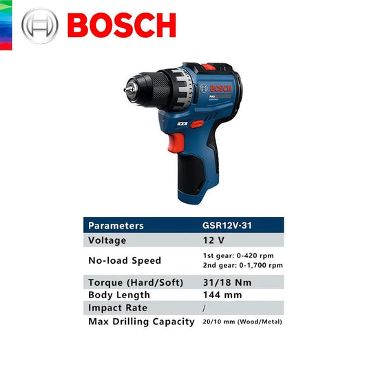 BOSCH GSR 12V-31 Trapano Avvitatore Professionale Senza Fili 2-in-1, per Foratura e Avvitatura di Legno, Metallo e Plastica, Utensile Elettrico Resistente