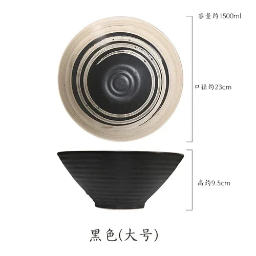 Ciotola giapponese Ramen ciotola per uso domestico di grandi dimensioni e Set di stoviglie per piatti ciotola in ceramica ciotola Ajisen ciotola per minestra di pasta di manzo