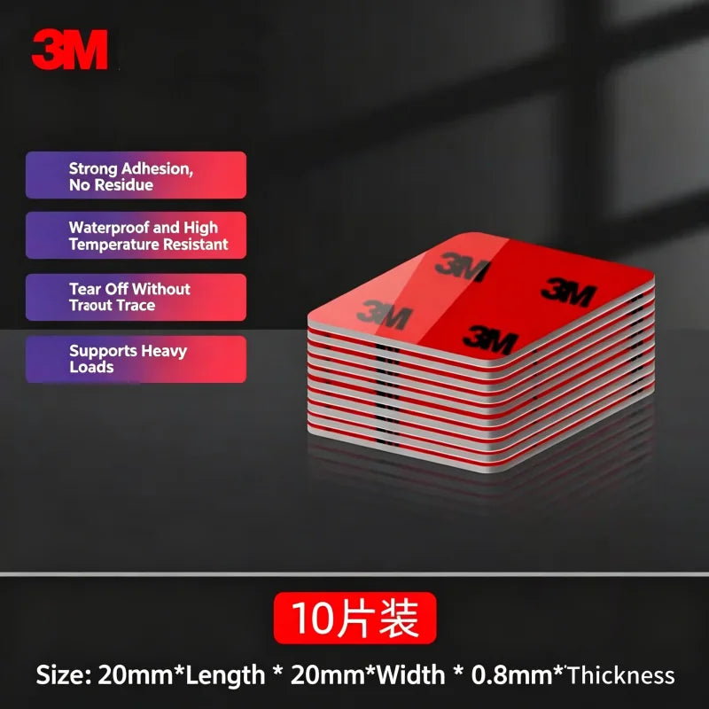 3M 10 pezzi 5108 Nastro biadesivo quadrato/rotondo, adesivo per fissaggio forte, nastro ad alta viscosità senza tracce, nastro speciale per fissaggio auto