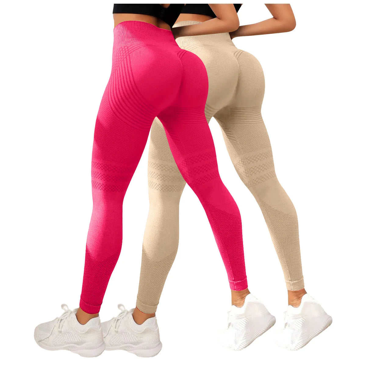Leggings Modellanti Anti-Cellulite 2 Pezzi, Compressione 3D, Vita Alta, Senza Cuciture, Push-Up, Opachi, Pantaloni Sportivi per Yoga e Fitness