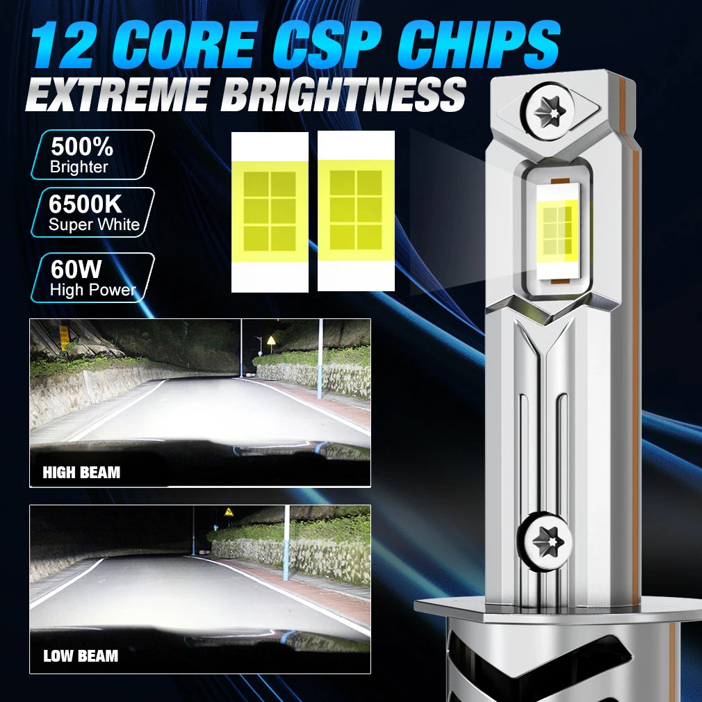 XSTORM H1 Lampadine LED Canbus 60000LM 100W H3 H7 Fari LED con Ventola H1 Turbo Lampade Fari Auto Plug & Play 6000K 12V