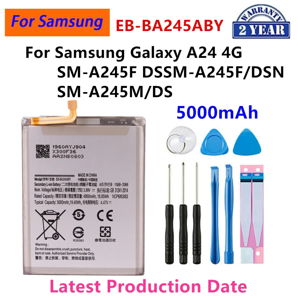 Batteria EB-BA336ABY EB-BA166ABY EB-BA546ABY per Samsung Galaxy A33 A53 A25 A13 5G /A15 A16 A24 4G 5G / A42 A72 A32 A54 A35 5G