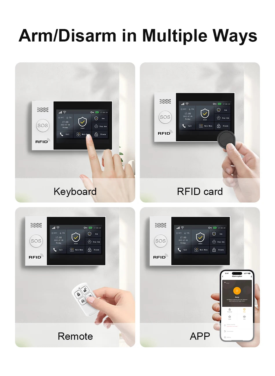Allarme GSM WiFi compatibile con l'app Tuya Smart Life, rilevatore di intrusioni wireless per casa, garage, ufficio, negozio, protezione con avvisi in tempo reale.