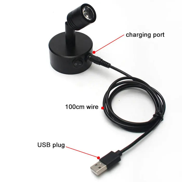 Lampada LED Ricaricabile USB da 3W con Ventosa, Luce d'Accento LED 4000K, Luce Focalizzata per Esposizione, Quadri, Armadi