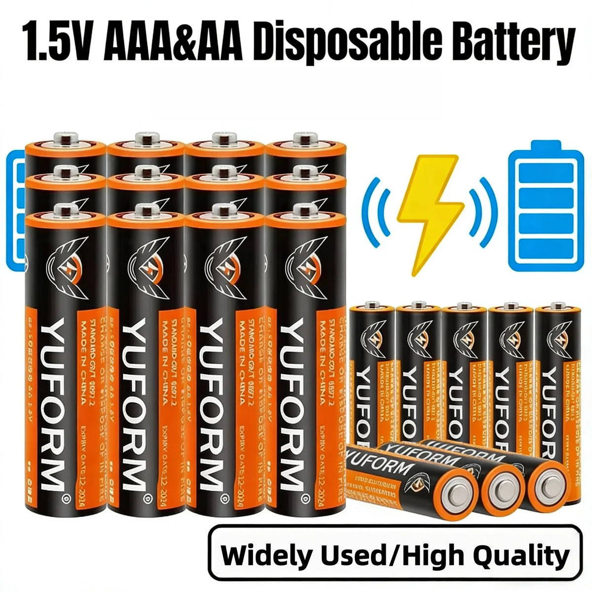 Batterie al carbonio zinco AA AAA da 1,5 V, confezione da 40 all'ingrosso per giocattoli, orologi, telecomandi, alimentazione di lunga durata, a prova di perdite