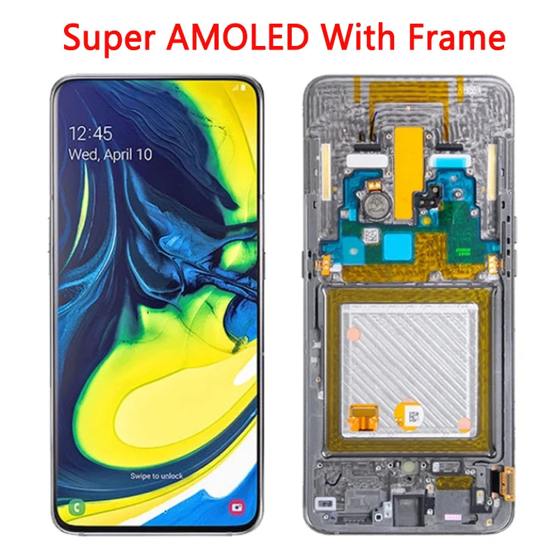 Display LCD Super AMOLED per Samsung A80 A805 A805F, gruppo digitalizzatore touchscreen con sensore di impronte digitali per Samsung A90 LCD
