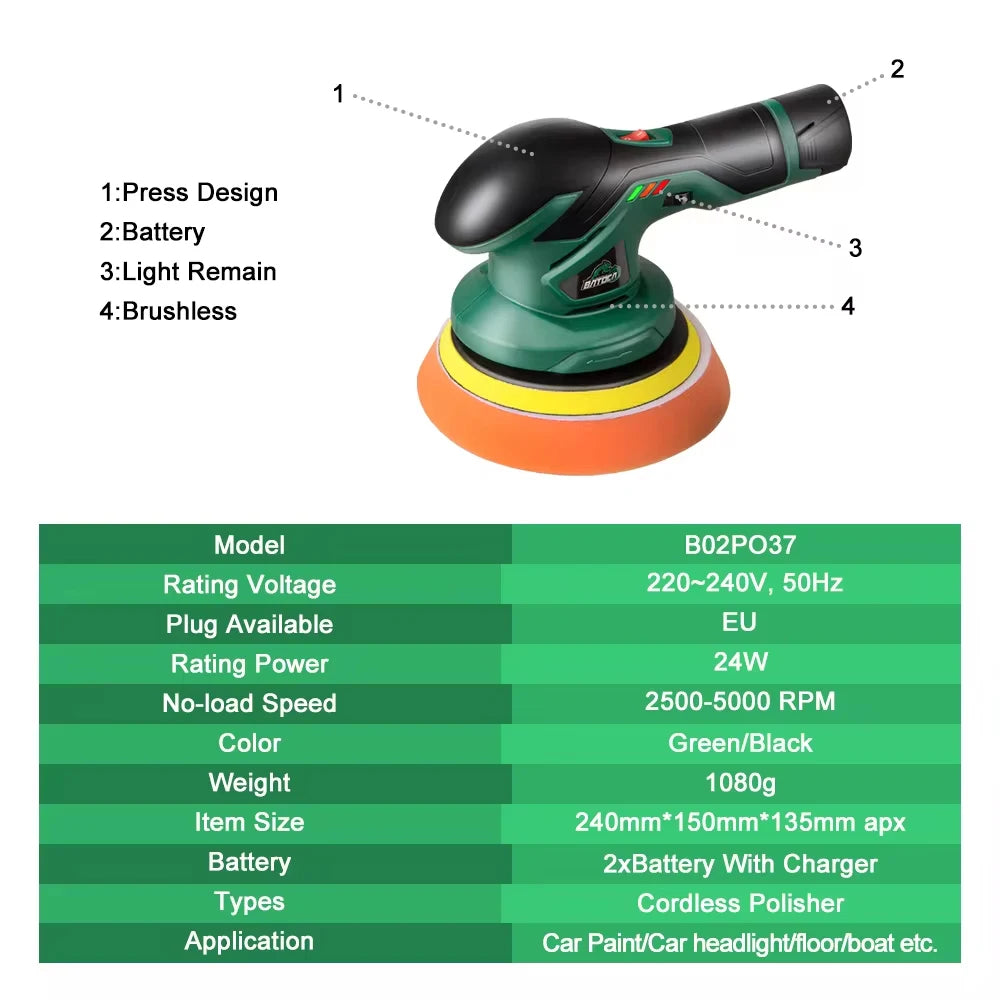 BATOCA Cordless 12V lucidatrice per auto a doppia azione lucidatrice per auto senza fili macchine per lucidatura elettrica regolazione utensili elettrici