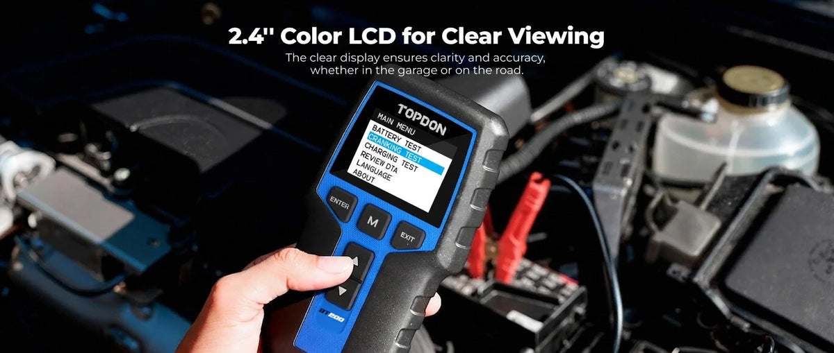 TOPDON BT200 Tester batteria portatile Strumenti di test di avviamento di ricarica per auto 12V Monitor batteria diagnostica automobilistica 100-2000CCA