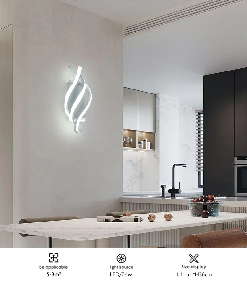 Lampada da parete moderna a LED Linea domestica Decorazione Lampada da parete Soggiorno Sfondo Muro Camera da letto Testiera Illuminazione bianca nera Lustro