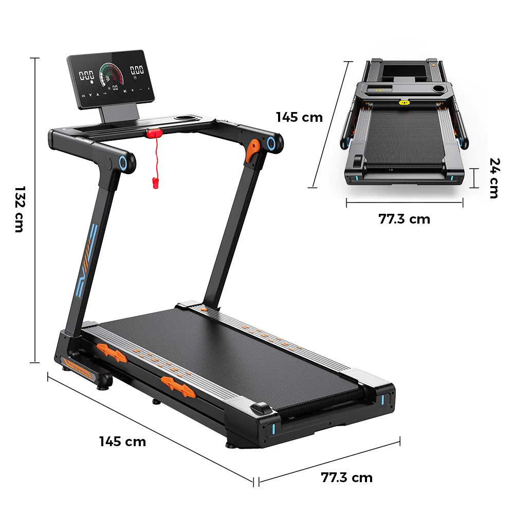 Treadmill Pieghevole FT71 4.0HP, Pedana da Camminata con Inclinazione Automatica del 24%, Macchina da Corsa con APP, Ricarica Wireless, Display LED, Capacità 150KG