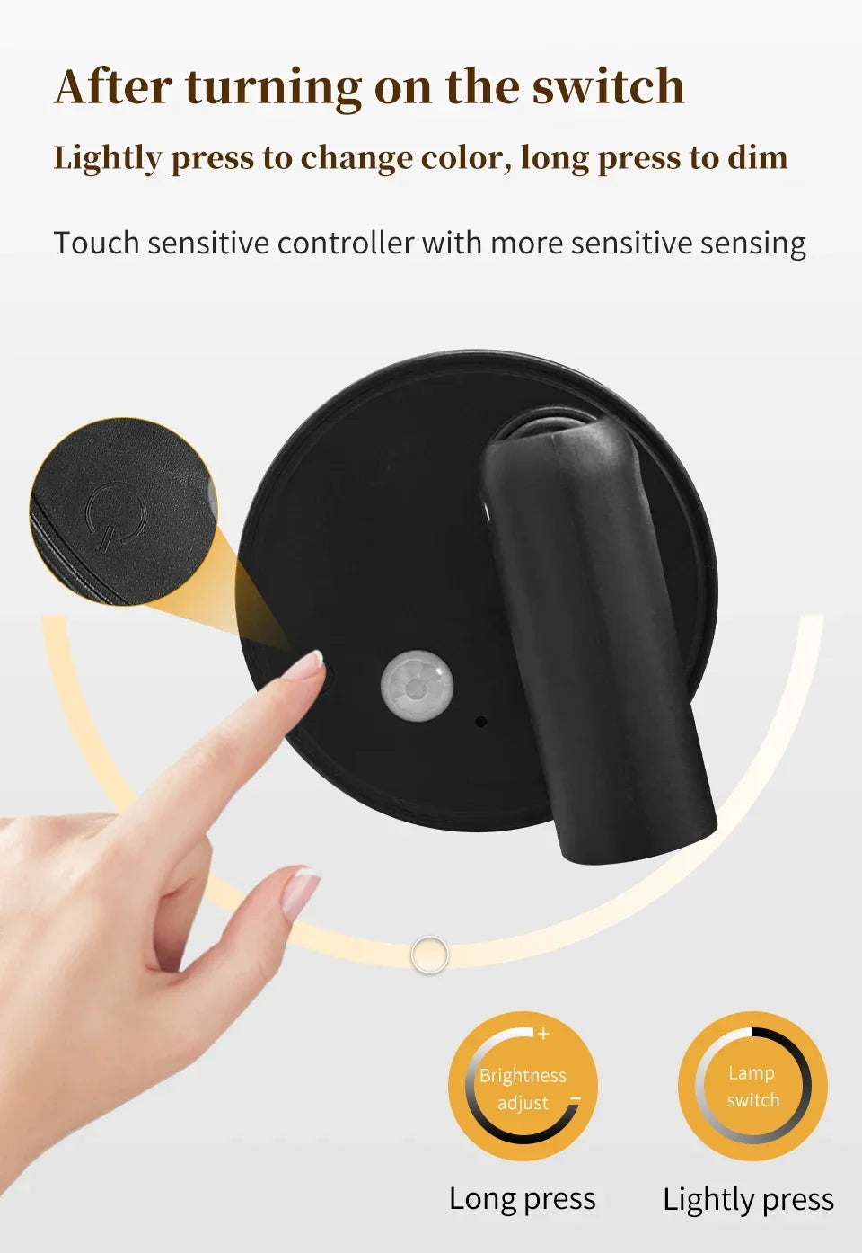 Lampada da Parete LED con Sensore di Movimento, Interruttore Touch, Luce Notturna, Faretto Magnetico Wireless Dimmerabile per Camera da Letto, Armadio, Scale, Decorazione