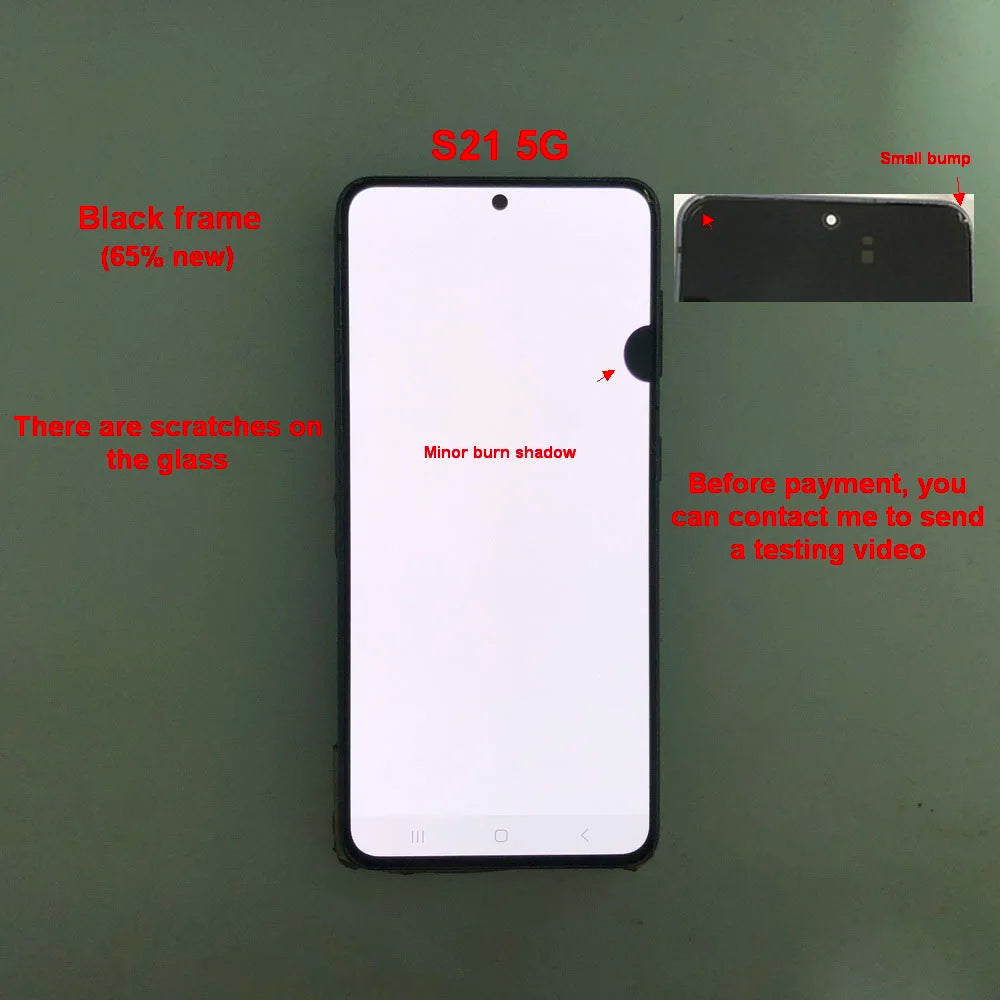 Display LCD Super AMOLED per Samsung S21 5G G990F G991F G991U G991B/DS, Schermo Touch Digitizer 6.2'' con Difetti, Ricambio Schermo