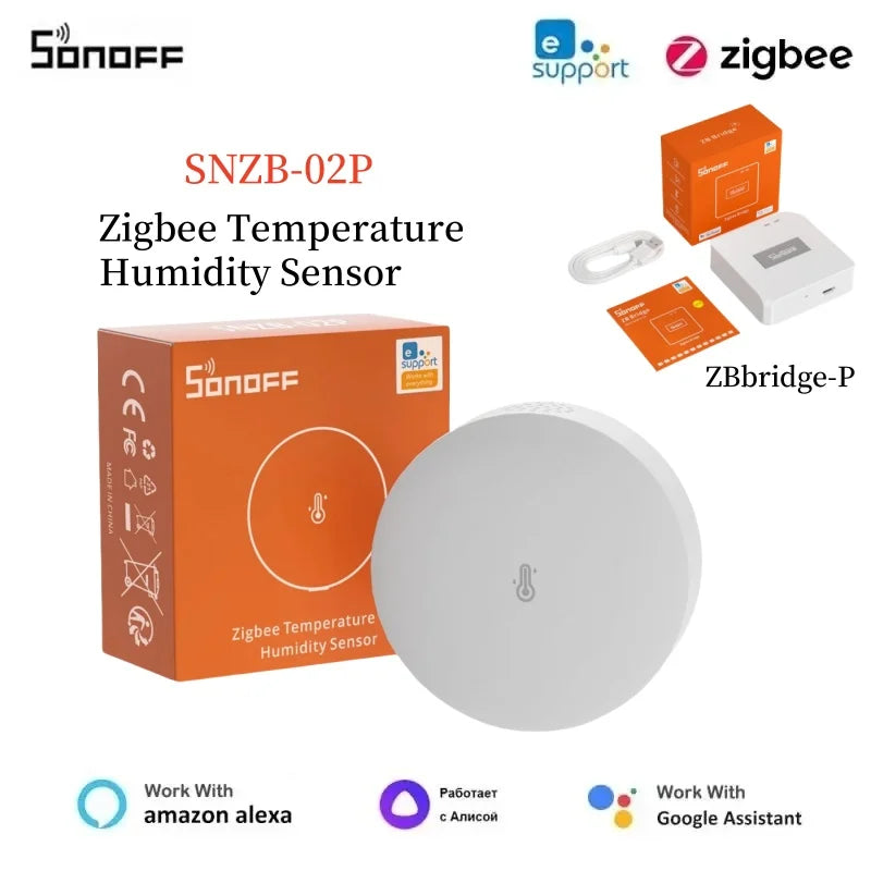 SONOFF SNZB-02P SNZB 02P Sensore Zigbee di temperatura e umidità Sonoff Zigbee Bridge per EWeLink APP Alexa Home Assistant
