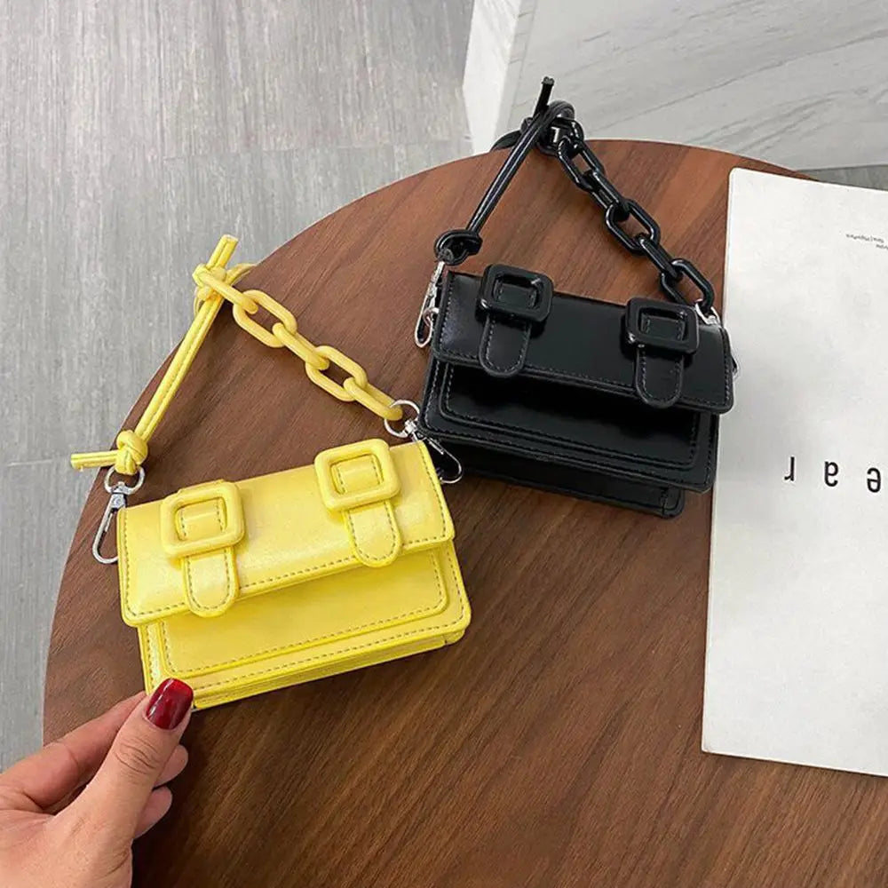 Mini borse a tracolla piccole per donna Borsa a catena per ragazza Borsa in pelle PU Borse a tracolla per ragazza da donna Designer 2022 Estate Giallo