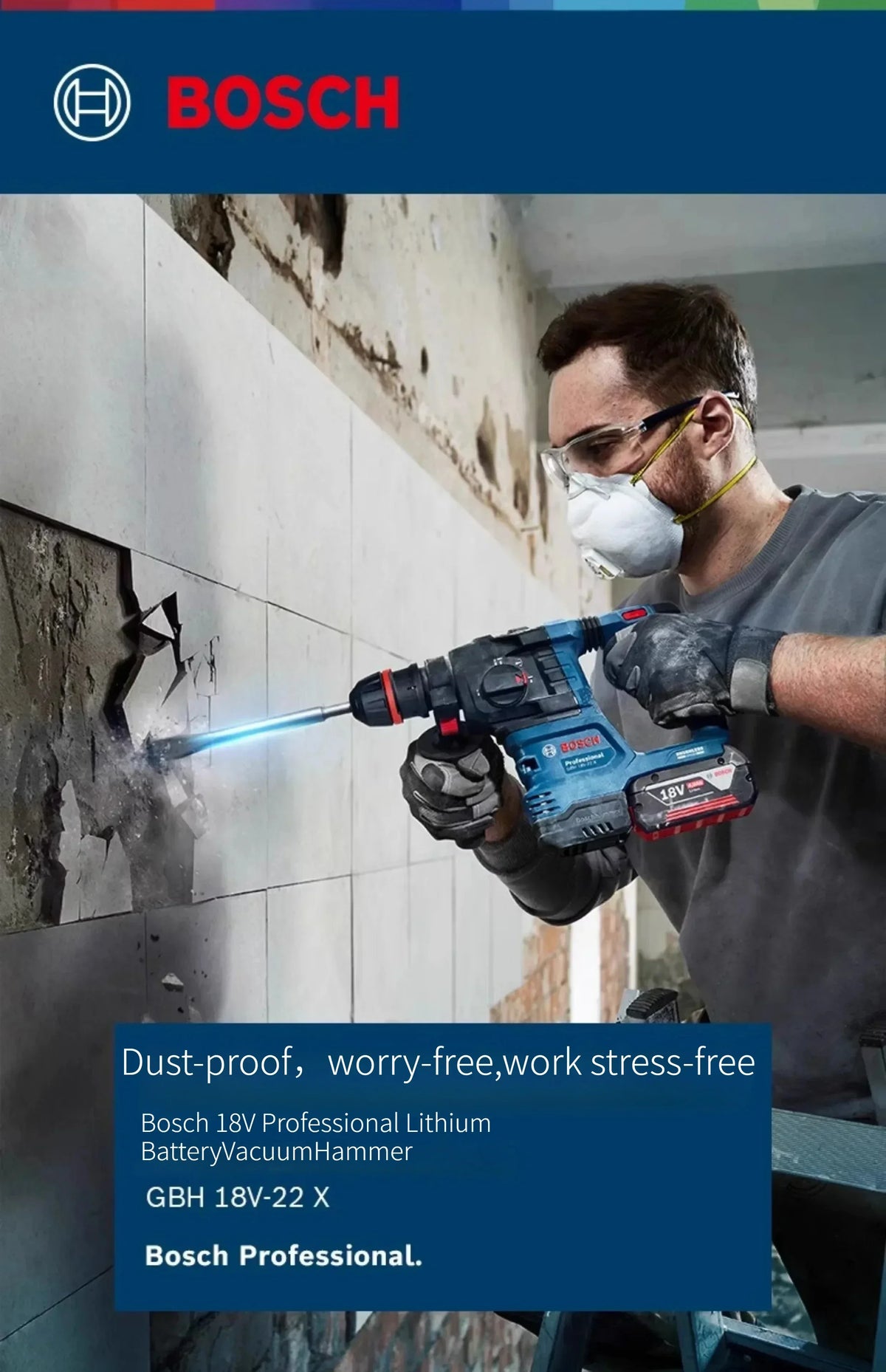 BOSCH GBH 18V-22X Trapano Tassellatore a Batteria Professionale SDS PLUS 18V Brushless Utensili Elettrici GBH 18V-22 X