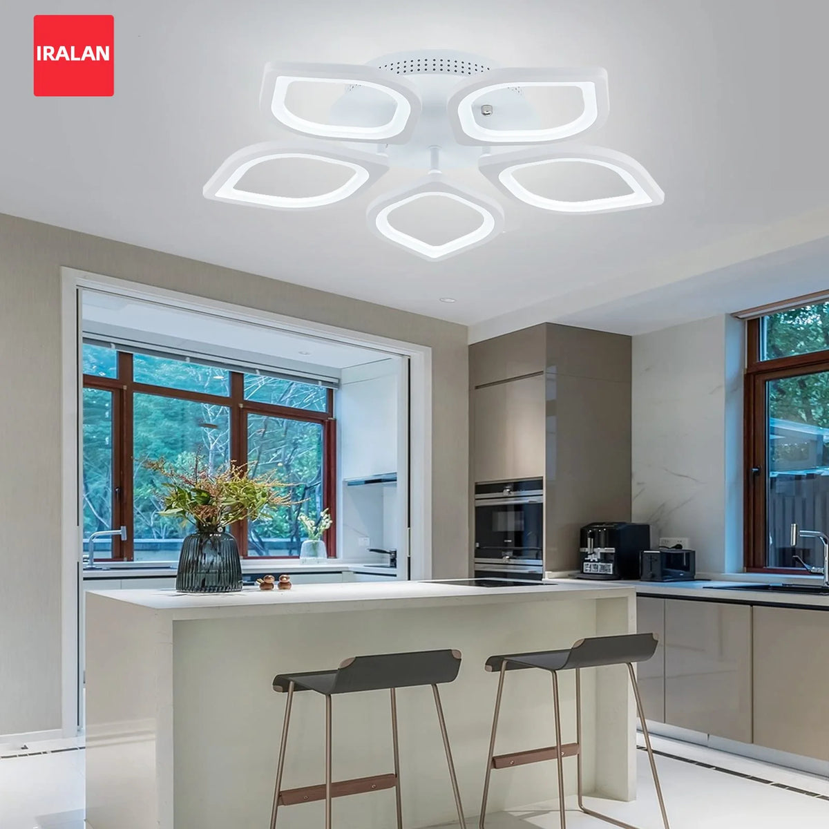 Lampada da Soffitto LED IRALAN Dimmerabile, Lampadario a Sospensione con Telecomando, Illuminazione Minimalista per Soggiorno e Camera da Letto
