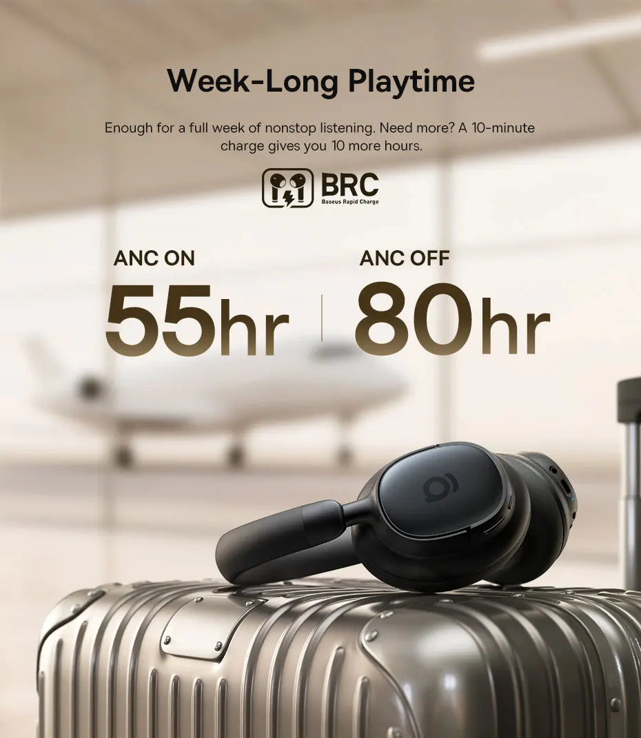 Cuffie Bluetooth Baseus Bowie MH1 con Cancellazione del Rumore 48dB, Hi-res LDAC, Cuffie Over-Ear, Auricolari Wireless