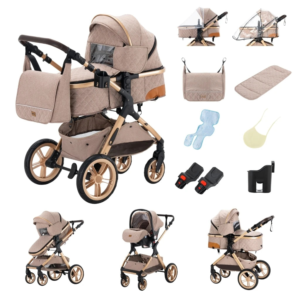 Passeggino 3 in 1 Passeggino multifunzionale Facile da viaggio pieghevole Seggiolino di sicurezza per carrozzina portatile Standard UE Spedizione gratuita
